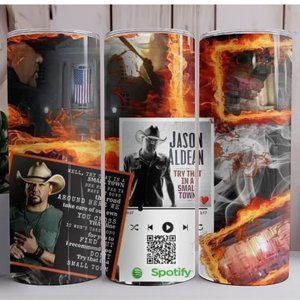 Jason Aldean Fire 20oz Skinny Tumbler Insulated Cup